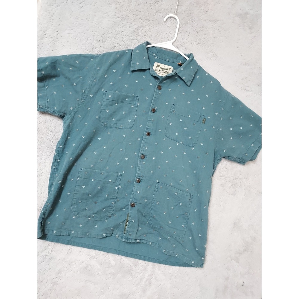 Howler Bros Shirt Mens Medium Sunset Scout Short Sleeve Button Down Teal Green M